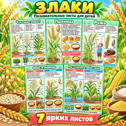 ПАПКА-ПЕРЕДВИЖКА ЗЛАКИ И ПОЧЕМУ ГРЕЧКА НЕ ЗЛАК — день хлеба, хлеб, папка передвижка — для детского сада — Играй и Развивайся