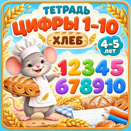 ТЕТРАДЬ ЦИФРЫ 1-10 ХЛЕБ