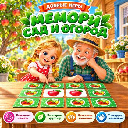 МЕМОРИ САД И ОГОРОД — овощи, фрукты, ягоды — для детского сада — Играй и Развивайся