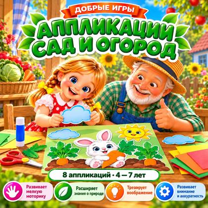 АППЛИКАЦИИ САД И ОГОРОД — овощи, фрукты, ягоды — для детского сада — Играй и Развивайся
