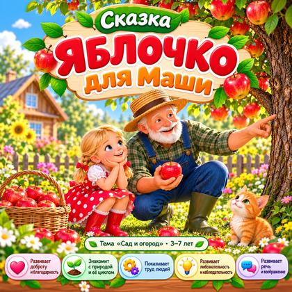 СКАЗКА ЯБЛОЧКО ДЛЯ МАШИ — овощи, фрукты, ягоды — для детского сада — Играй и Развивайся