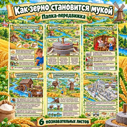 ПАПКА-ПЕРЕДВИЖКА МЕЛЬНИЦЫ РУЧНЫЕ, ВОДЯНЫЕ, ВЕТРЯНЫЕ И СОВРЕМЕННЫЕ
