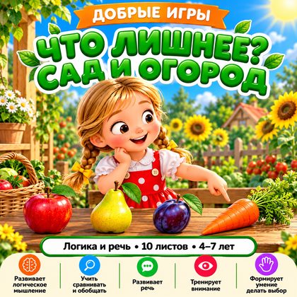 ЧТО ЛИШНЕЕ САД И ОГОРОД — овощи, фрукты, ягоды — для детского сада — Играй и Развивайся