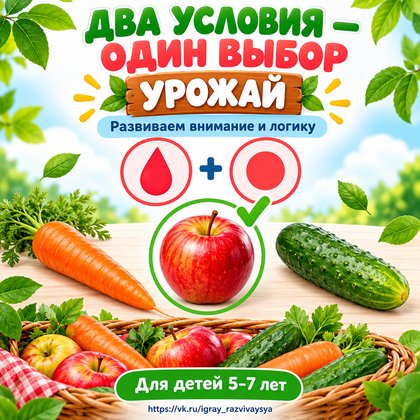 ДВА УСЛОВИЯ — ОДИН ВЫБОР УРОЖАЙ — осень, овощи, фрукты — для детского сада — Играй и Развивайся