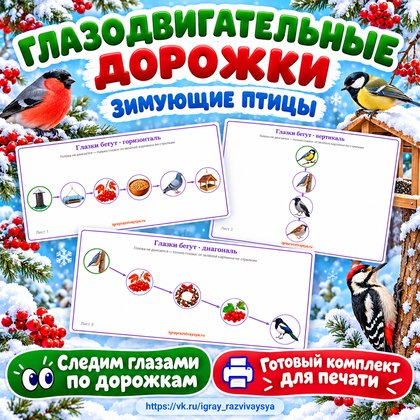 ГЛАЗОДВИГАТЕЛЬНЫЕ ДОРОЖКИ ЗИМУЮЩИЕ ПТИЦЫ — зима, зимующие птицы, птицы — для детского сада — Играй и Развивайся