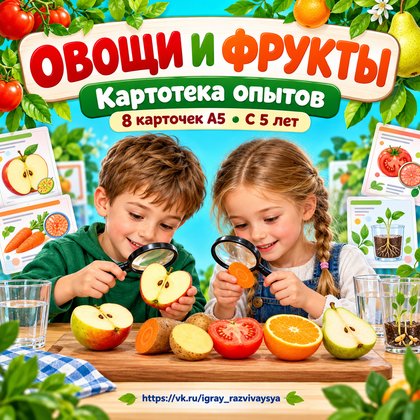 КАРТОТЕКА ОПЫТОВ ОВОЩИ И ФРУКТЫ — картотека, опыты, 4-5 лет — для детского сада — Играй и Развивайся