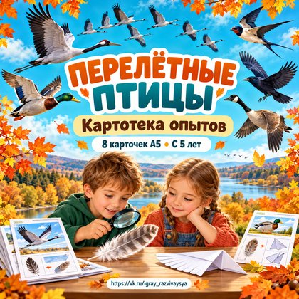 КАРТОТЕКА ОПЫТОВ ПЕРЕЛЁТНЫЕ ПТИЦЫ — перелетные птицы, картотека, опыты — для детского сада — Играй и Развивайся