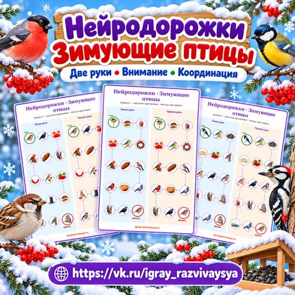 НЕЙРОДОРОЖКИ ЗИМУЮЩИЕ ПТИЦЫ — зима, зимующие птицы, птицы — для детского сада — Играй и Развивайся