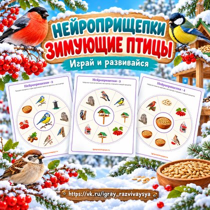 НЕЙРОПРИЩЕПКИ ЗИМУЮЩИЕ ПТИЦЫ — зима, зимующие птицы, птицы — для детского сада — Играй и Развивайся