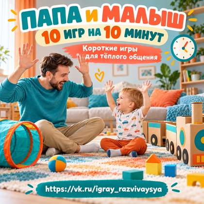 ПАПА И МАЛЫШ 10 ИГР НА 10 МИНУТ — день отца, папка-передвижка, 4-5 лет — для детского сада — Играй и Развивайся