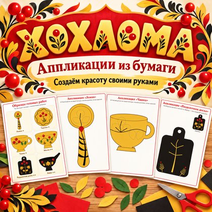 АППЛИКАЦИЯ ХОХЛОМА — Хохлома, народные промыслы, 4-5 лет — для детского сада — Играй и Развивайся
