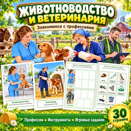 ЖИВОТНОВОДСТВО И ВЕТЕРИНАРИЯ — профессии, 4-5 лет, 5-7 лет — для детского сада — Играй и Развивайся