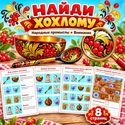 НАЙДИ ХОХЛОМУ — Хохлома, народные промыслы, 4-5 лет — для детского сада — Играй и Развивайся