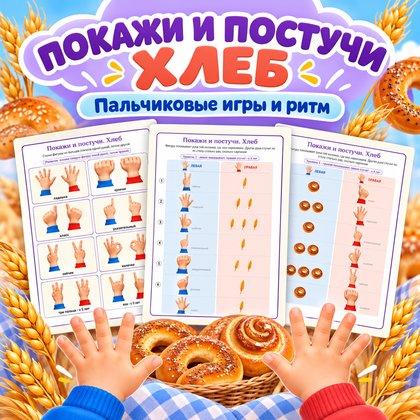 ПОКАЖИ И ПОСТУЧИ ХЛЕБ — хлеб, нейроигры, 4-5 лет — для детского сада — Играй и Развивайся