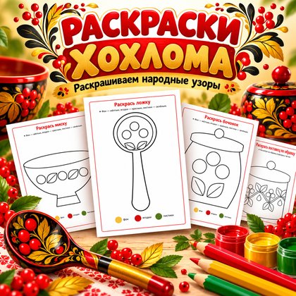 РАСКРАСКИ ХОХЛОМА — Хохлома, народные промыслы, раскраски — для детского сада — Играй и Развивайся