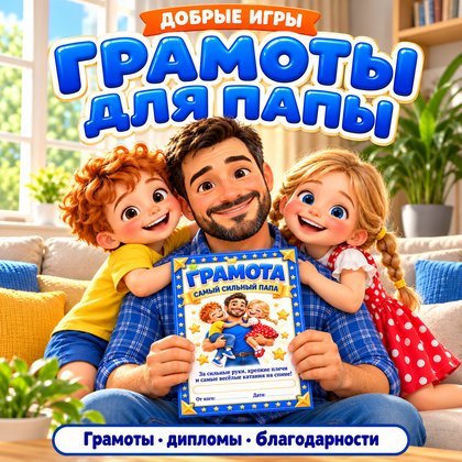 ГРАМОТЫ ДИПЛОМЫ БЛАГОДАРНОСТИ ПАПЕ — день отца, 4-5 лет, 5-7 лет — для детского сада — Играй и Развивайся
