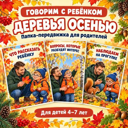 ГОВОРИМ С РЕБЁНКОМ ДЕРЕВЬЯ ОСЕНЬЮ — осень, деревья, папка-передвижка — для детского сада — Играй и Развивайся