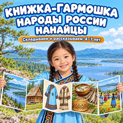 КНИЖКА-ГАРМОШКА НАРОДЫ РОССИИ — НАНАЙЦЫ — народы россии, день народного единства, 4-5 лет — для детского сада — Играй и Ра...