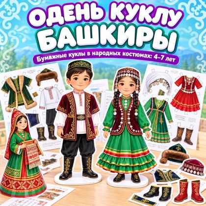 ОДЕНЬ КУКЛУ — БАШКИРЫ — бумажная кукла, 4-5 лет, 5-7 лет — для детского сада — Играй и Развивайся