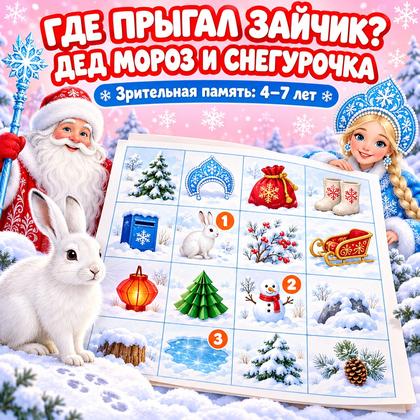 ГДЕ ПРЫГАЛ ЗАЙЧИК ДЕД МОРОЗ И СНЕГУРОЧКА — дед мороз, 4-5 лет, 5-7 лет — для детского сада — Играй и Развивайся