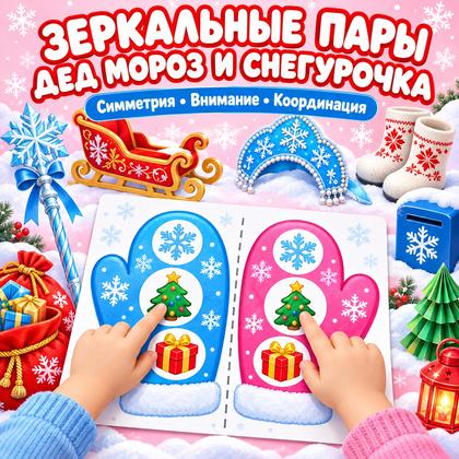 ЗЕРКАЛЬНЫЕ ПАРЫ ДЕД МОРОЗ И СНЕГУРОЧКА — нейроигры, дед мороз, 4-5 лет — для детского сада — Играй и Развивайся