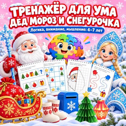 ТРЕНАЖЁР ДЛЯ УМА ДЕД МОРОЗ И СНЕГУРОЧКА — дед мороз, внимание, 4-5 лет — для детского сада — Играй и Развивайся