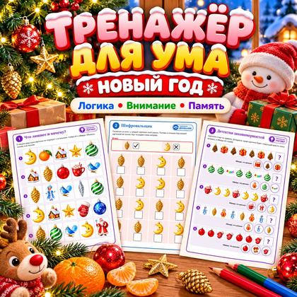 ТРЕНАЖЁР ДЛЯ УМА НОВЫЙ ГОД — новый год, внимание, 4-5 лет — для детского сада — Играй и Развивайся