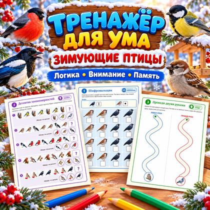 ТРЕНАЖЁР ДЛЯ УМА ЗИМУЮЩИЕ ПТИЦЫ — зима, зимующие птицы, птицы — для детского сада — Играй и Развивайся