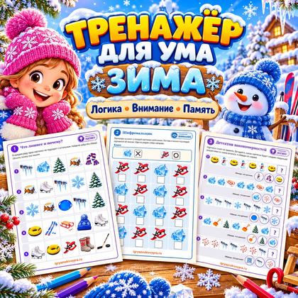 ТРЕНАЖЁР ДЛЯ УМА ЗИМА — зима, внимание, 4-5 лет — для детского сада — Играй и Развивайся