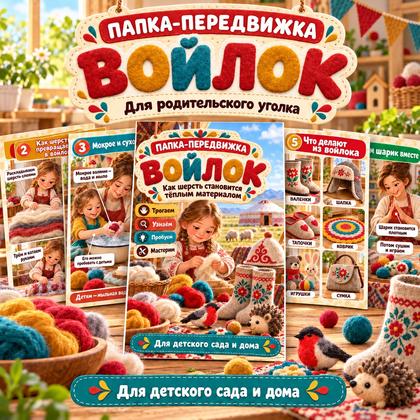 ПАПКА-ПЕРЕДВИЖКА ВОЙЛОК — папка-передвижка, 4-5 лет, 5-7 лет — для детского сада — Играй и Развивайся