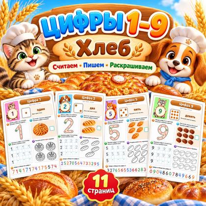 ЦИФРЫ 1–9 ХЛЕБ — хлеб, цифры, 4-5 лет — для детского сада — Играй и Развивайся