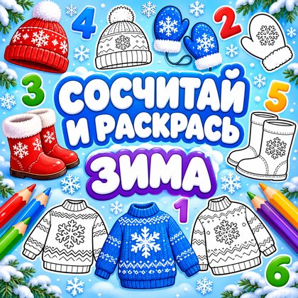 СОСЧИТАЙ И РАСКРАСЬ ЗИМА — зима, раскраски, счет — для детского сада — Играй и Развивайся