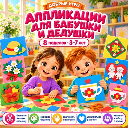 АППЛИКАЦИИ ДЛЯ БАБУШКИ И ДЕДУШКИ — 4-5 лет, 5-7 лет, бабушки и дедушки — для детского сада — Играй и Развивайся