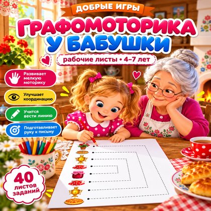ГРАФОМОТОРИКА У БАБУШКИ — графомоторика, 4-5 лет, 5-7 лет — для детского сада — Играй и Развивайся