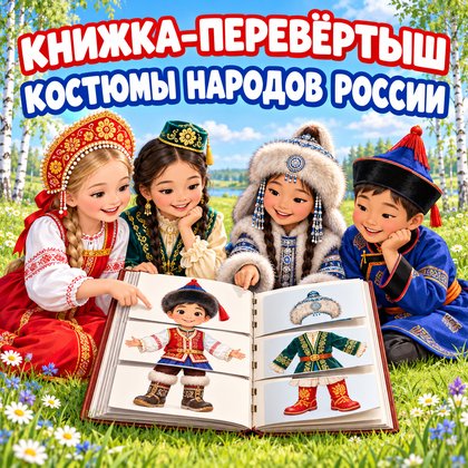 КНИЖКА-ПЕРЕВЁРТЫШ КОСТЮМЫ НАРОДОВ РОССИИ
