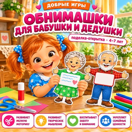 ОБНИМАШКИ ДЛЯ БАБУШКИ И ДЕДУШКИ — 4-5 лет, 5-7 лет, бабушки и дедушки — для детского сада — Играй и Развивайся