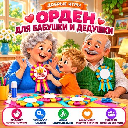 ОРДЕН ДЛЯ БАБУШКИ И ДЕДУШКИ — 4-5 лет, 5-7 лет, бабушки и дедушки — для детского сада — Играй и Развивайся