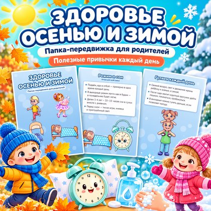 ПАПКА-ПЕРЕДВИЖКА ЗДОРОВЬЕ ОСЕНЬЮ И ЗИМОЙ — зима, осень, папка-передвижка — для детского сада — Играй и Развивайся