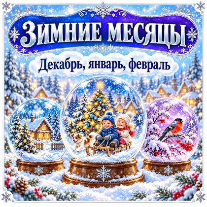 ПАПКА-ПЕРЕДВИЖКА ЗИМНИЕ МЕСЯЦЫ — ДЕКАБРЬ, ЯНВАРЬ, ФЕВРАЛЬ — зима, папка-передвижка, 4-5 лет — для детского сада — Играй и ...