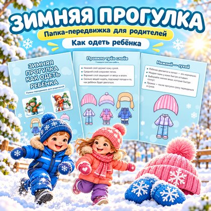 ПАПКА-ПЕРЕДВИЖКА ЗИМНЯЯ ПРОГУЛКА КАК ОДЕТЬ РЕБЁНКА — зима, папка-передвижка, 4-5 лет — для детского сада — Играй и Развивайся