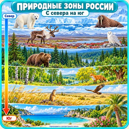 ПАПКА-ПЕРЕДВИЖКА ПРИРОДНЫЕ ЗОНЫ РОССИИ — папка-передвижка, россия, 4-5 лет — для детского сада — Играй и Развивайся