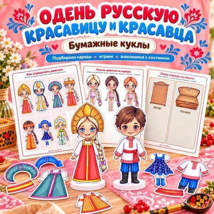 ОДЕНЬ РУССКУЮ КРАСАВИЦУ И КРАСАВЦА БУМАЖНЫЕ КУКЛЫ