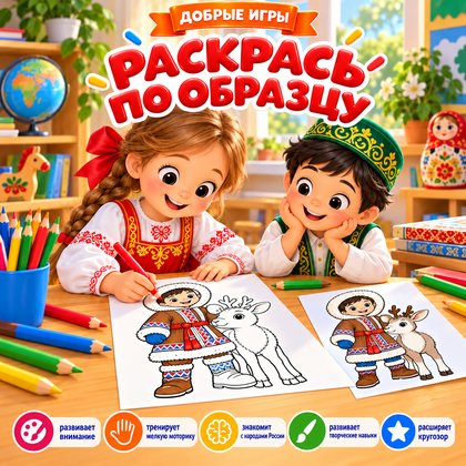 РАСКРАСЬ ПО ОБРАЗЦУ НАРОДЫ РОССИИ
