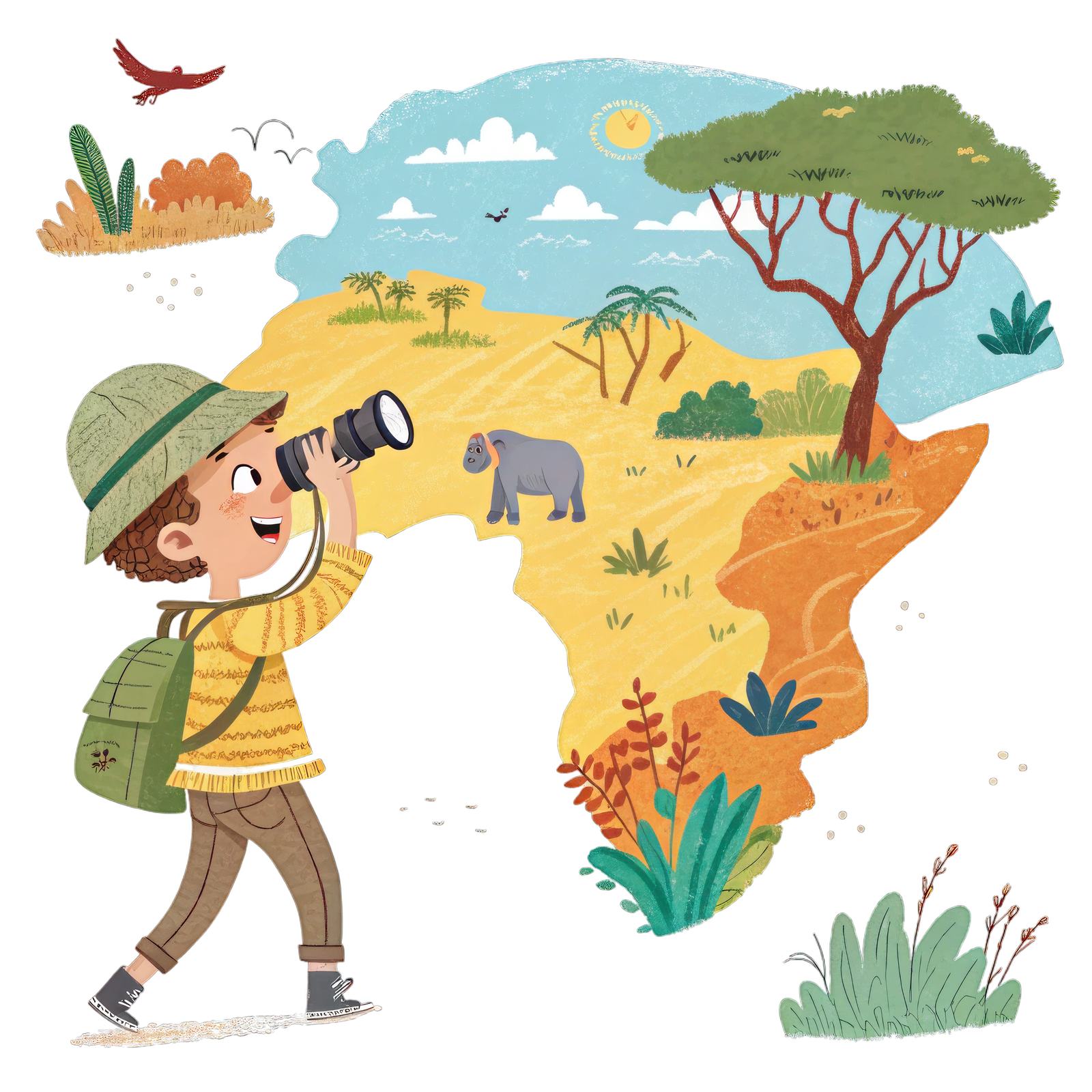 Юный путешественник с картой Африки