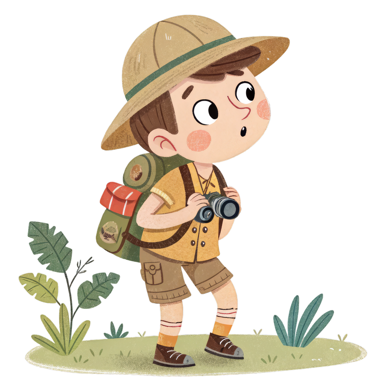 Юный исследователь с биноклем